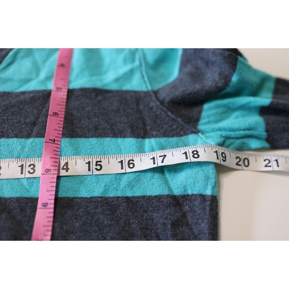 PacSun Nollie Y2K Teal/Grey Striped V-Neck Pullover Cashmere Blend Sweater Large - Picture 2 of 9